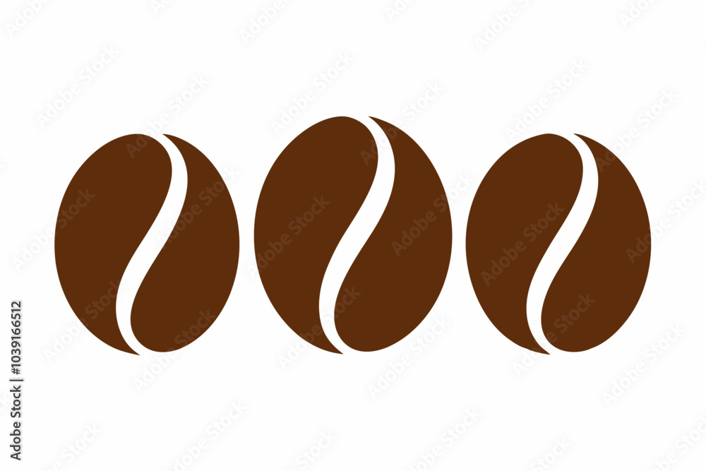 Fototapeta premium Brown coffee bean icon, Coffee bean vector set, vector illustration 