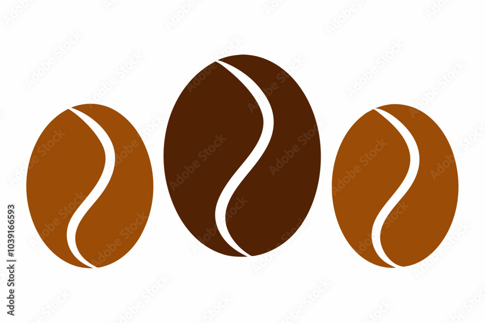 Obraz premium Coffee bean set, Brown coffee bean icon vector illustration
