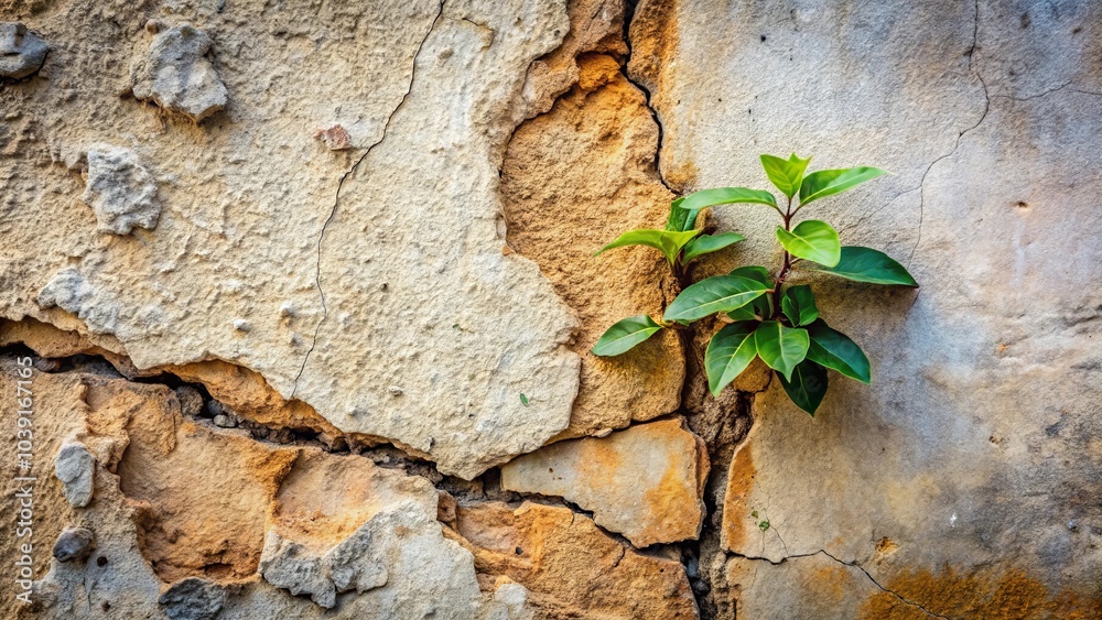 Life Finds a Way Through Crumbling Stone A Delicate Vine Emerging from Cracks in a Weathered Wall Life Finds a Way Through Crumbling Stone A Delicate Vine Emerging from Cracks in a Weathered Wall