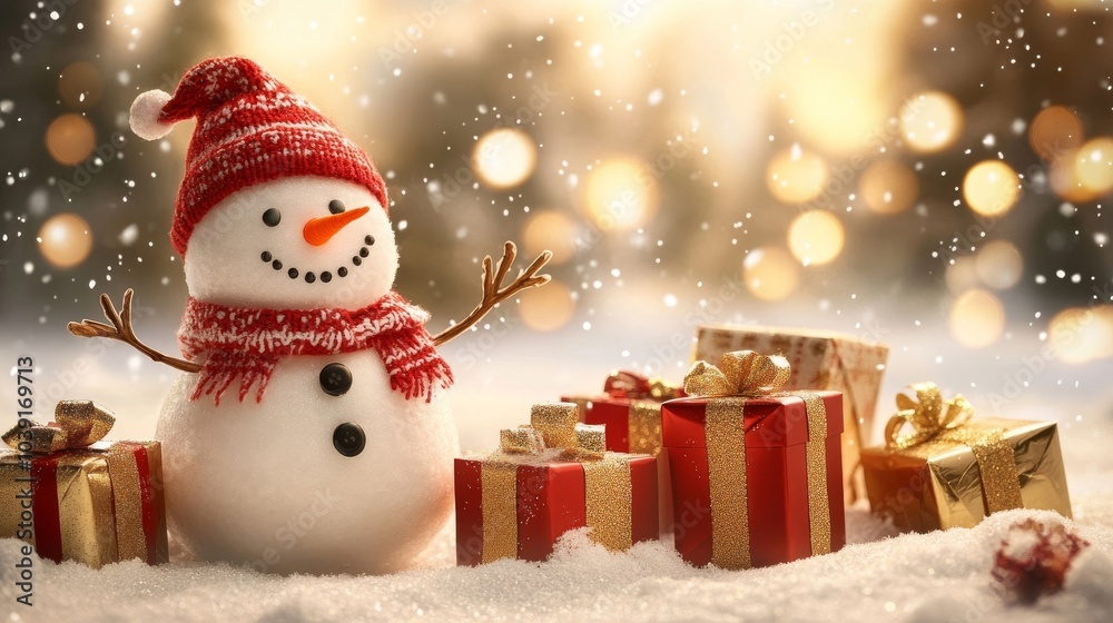 雪だるまとクリスマスプレゼント 雪だるまとクリスマスプレゼント