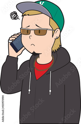 電話で困る半グレ男性