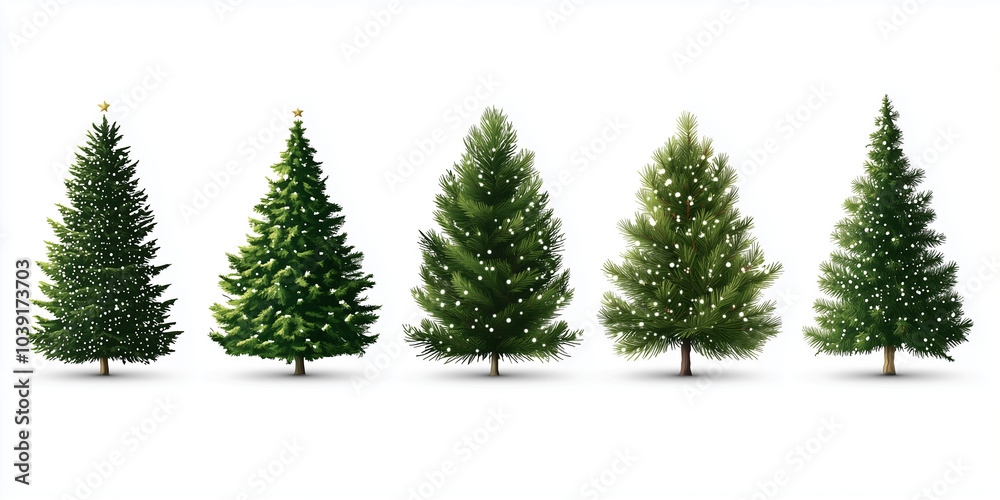 Obraz premium fir tree Christmas tree greeting card or invitation design background. white background.