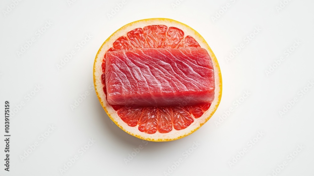 Raw Tuna Steak Inside a Grapefruit Half Raw Tuna Steak Inside a Grapefruit Half