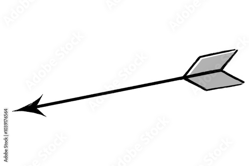 筆タッチの矢の線画イラスト