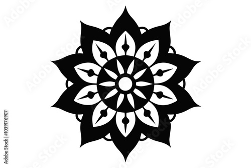 Minimal Mandala design | isolated vector silhouette illustration on white background