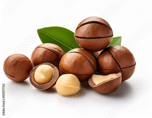 Macadamia Nuts isolated on white background