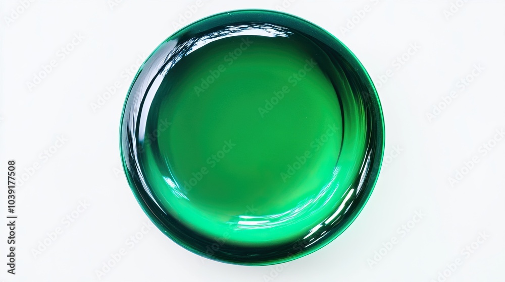 A Green Glass Bowl on a White Background A Green Glass Bowl on a White Background