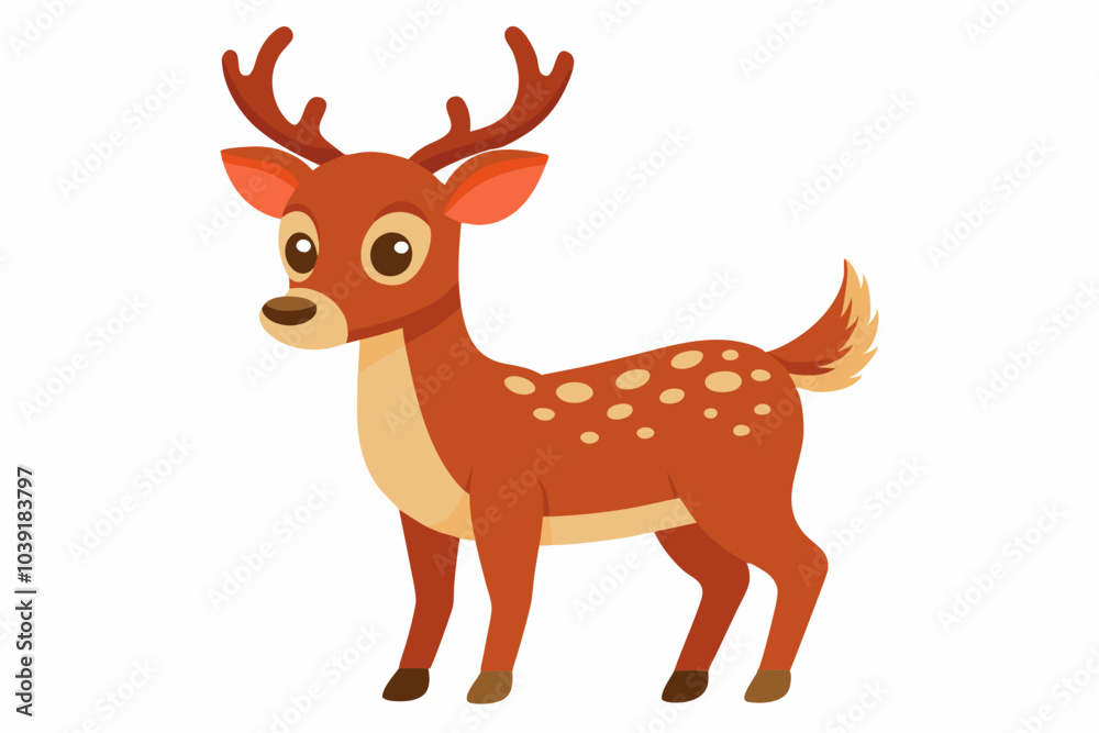 Fototapeta premium Cute reindeer vector illustration, Christmas baby reindeer vector art, reindeer clip art vector