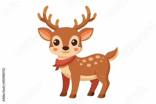 Cute reindeer vector illustration, Christmas baby reindeer vector art, reindeer clip art vector