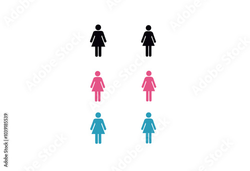 Contemporary Gender Symbols: Equal Sizing of Black and Pink/Blue Icons for Inclusive Design on a Minimalist Canvas