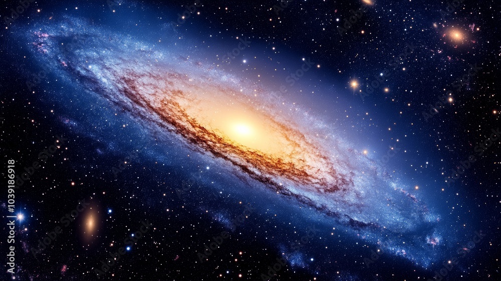 Spiral Galaxy in Deep Space with Stars and Nebulae Spiral Galaxy in Deep Space with Stars and Nebulae