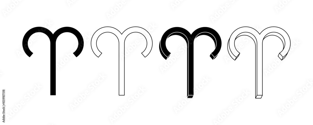 aries symbol set isolated on white background aries symbol set isolated on white background