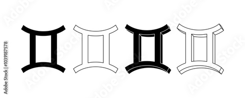 Gemini symbol set isolated on white background 