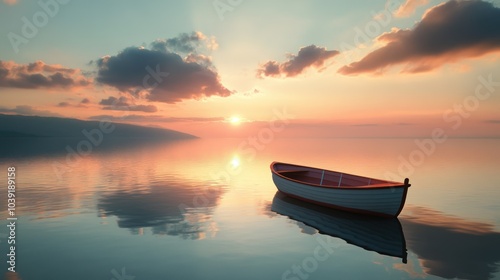 Sunset Serenity: Boat at Dusk