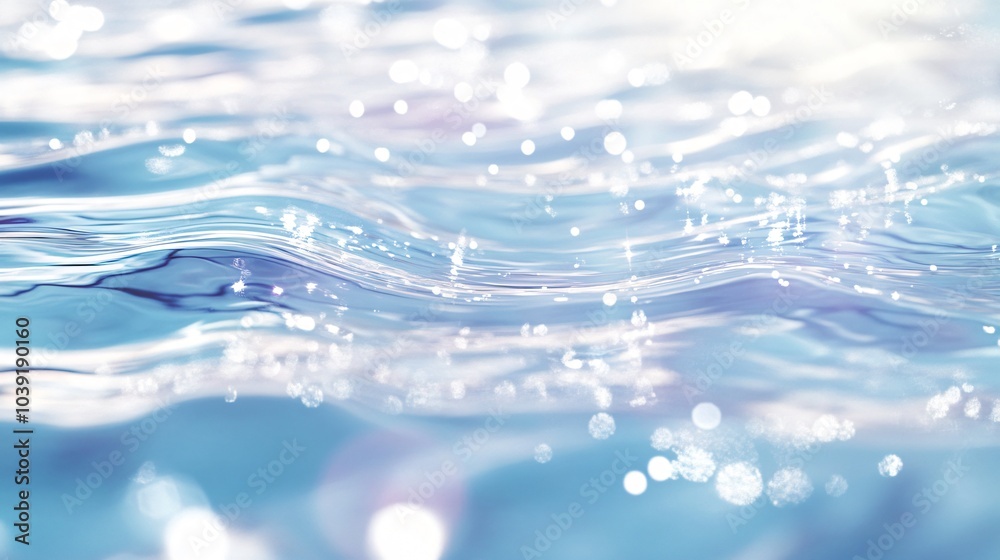 Abstract background with shimmering blue water and blurred lights. Abstract background with shimmering blue water and blurred lights.