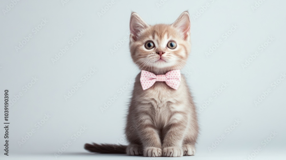 Cute Kitten Wearing a Pink Bow Tie Cute Kitten Wearing a Pink Bow Tie