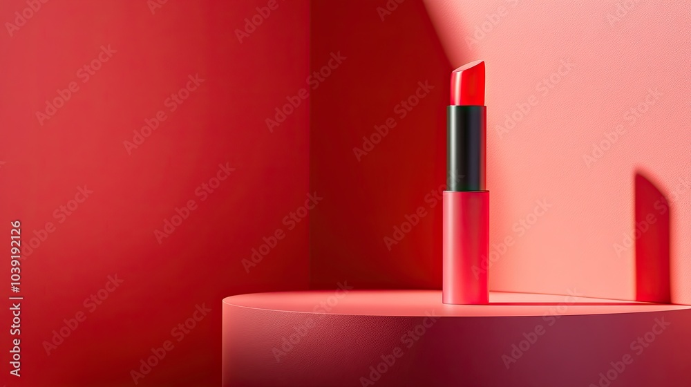 Red Lipstick on a Circular Platform in a Red Corner Red Lipstick on a Circular Platform in a Red Corner