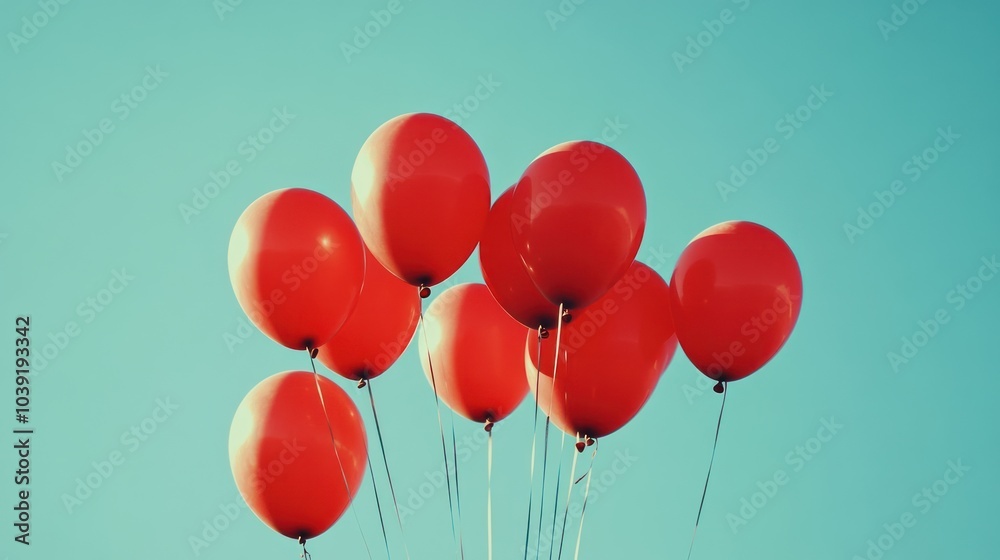 Red Balloons Floating in the Sky Red Balloons Floating in the Sky
