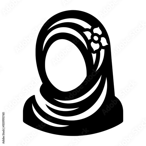 a minimalist line art illustration of a woman wearing a hijab