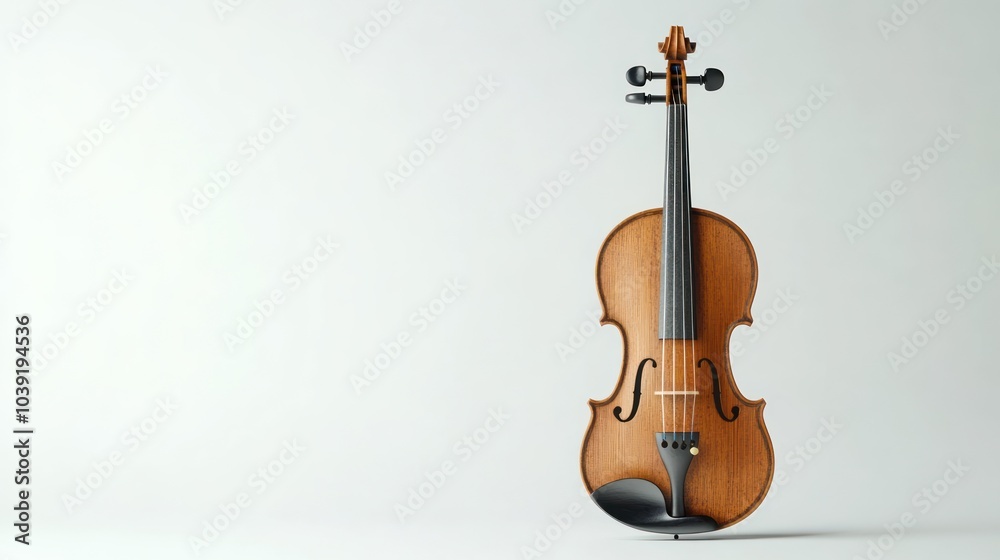Naklejka premium Violin on a White Background