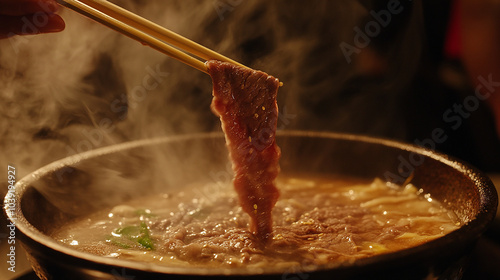 Dipping Shabu-Shabu in Rich Sesame Sauce