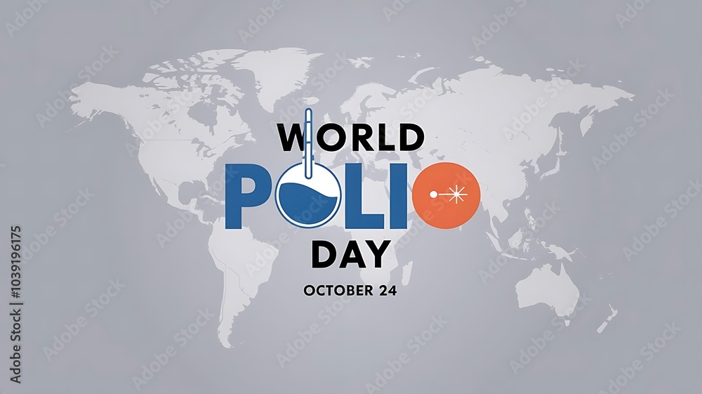 Minimalist Poster Design for World Polio DayBanner theme design. Clean Gray Background with World Map, Vaccination Dropper, and Bold Sans-Serif Typography Minimalist Poster Design for World Polio DayBanner theme design. Clean Gray Background with World Map, Vaccination Dropper, and Bold Sans-Serif Typography