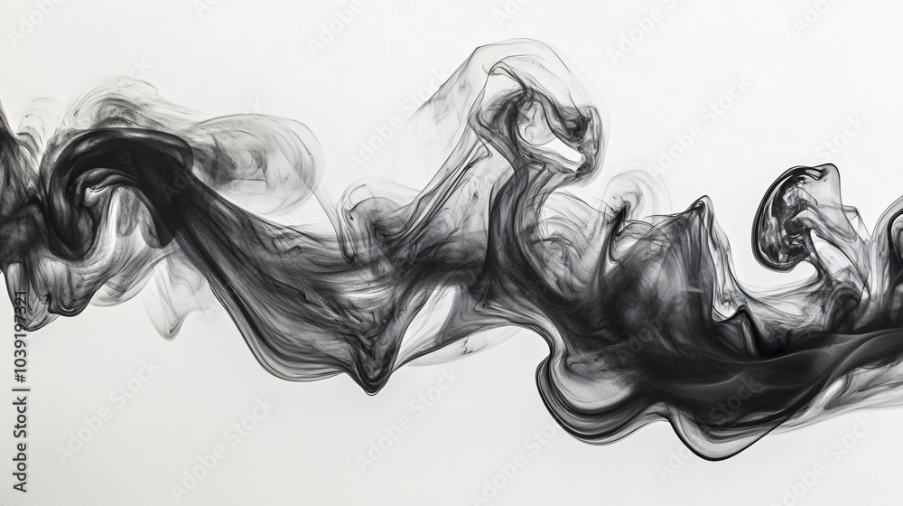 Abstract black smoke in the air on white background. Abstract black smoke in the air on white background.