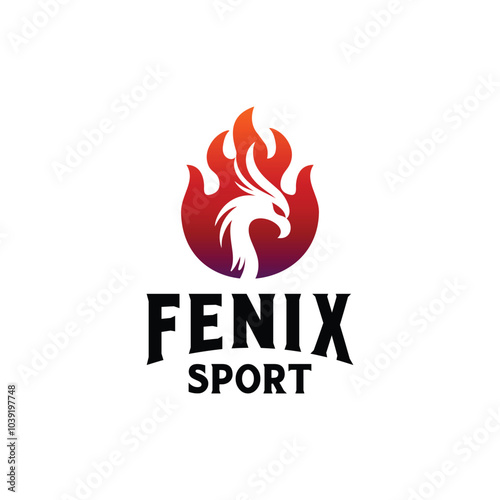 Mythical Fenix Firebird Silhouette. Beauty Rising Eagle Falcon Hawk Logo Design.