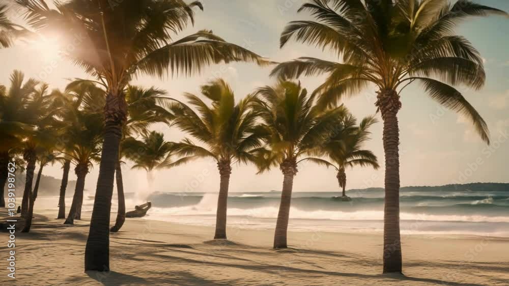 Palm trees during summer on a beach in Mexico Palm trees during summer on a beach in Mexico