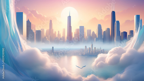 3d illustration of chicago city with white material.