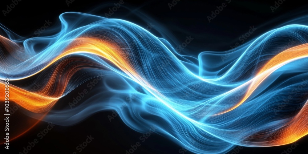 Abstract digital art piece dark background It features Blue wave pattern