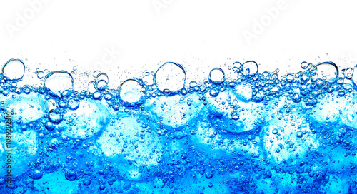 Blue bubbles in liquid