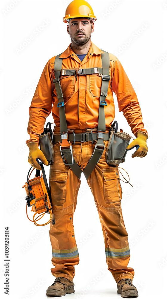 construction worker wearing full set of safety equipment construction worker wearing full set of safety equipment