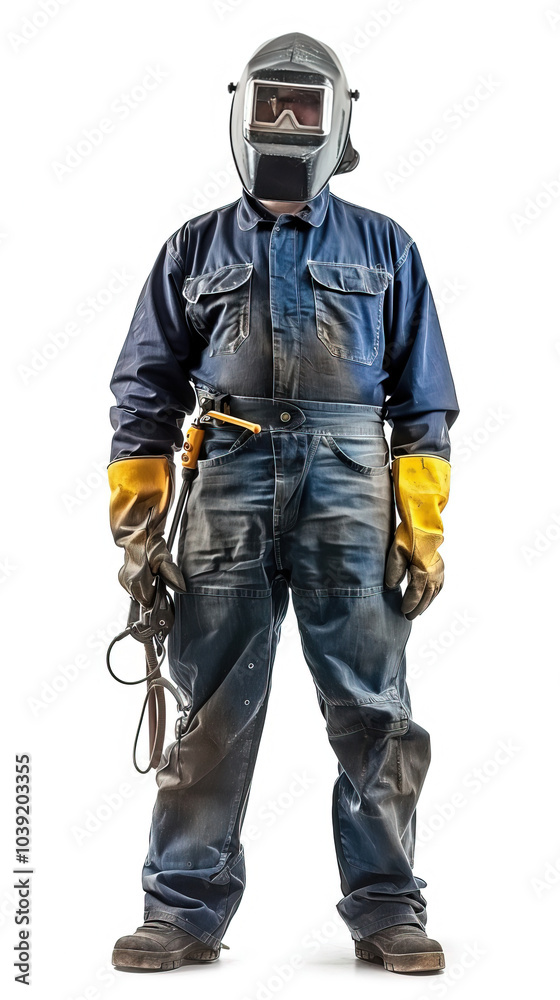 construction worker wearing full set of safety equipment
