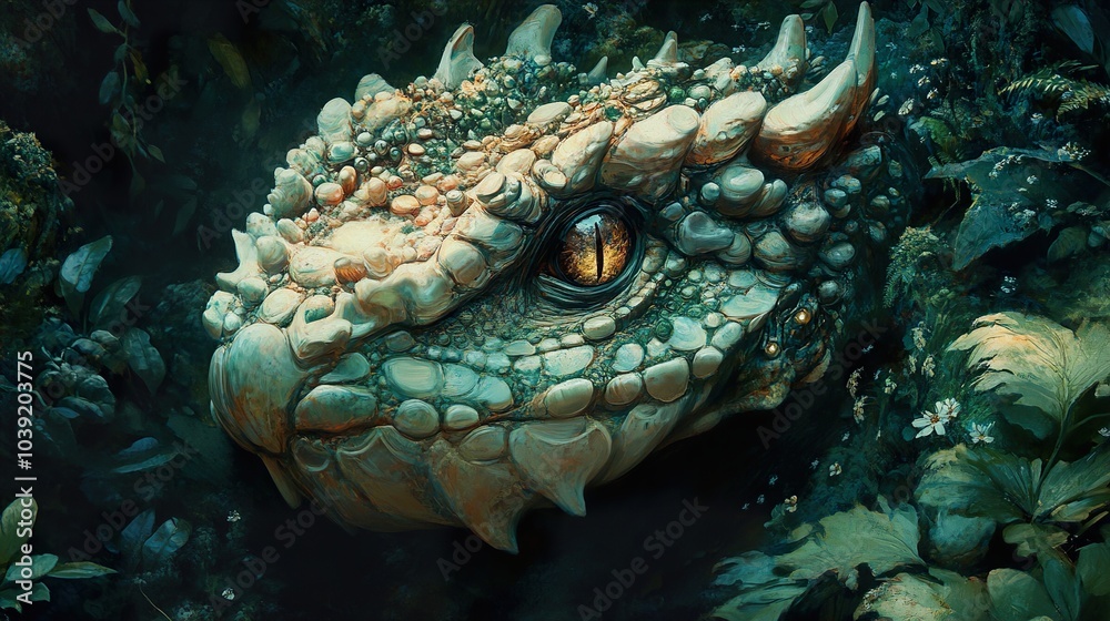 Dragon Eye in the Forest: A Fantasy Creature Illustration