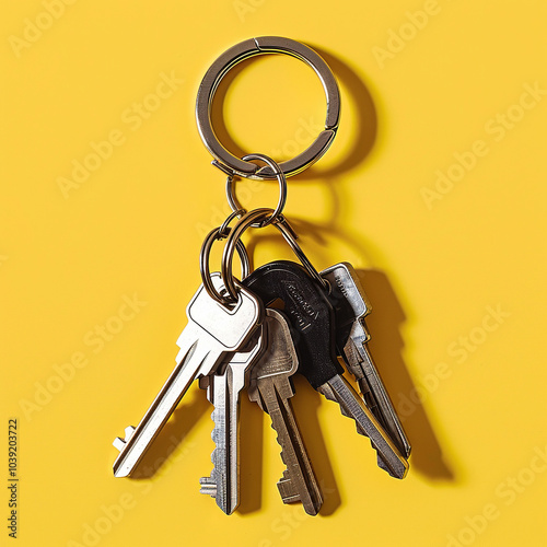 keys on yellow background. house keys