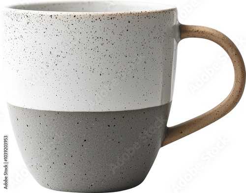 Ceramic mug with speckled glaze.
