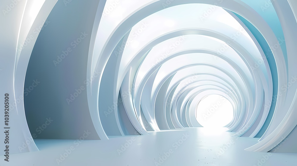 Fototapeta premium Digital technology white geometric abstract 3d building poster web page PPT background