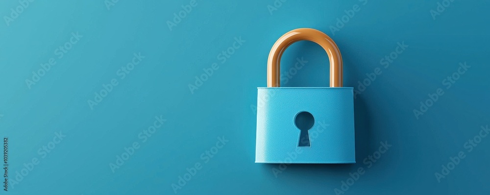 A blue padlock with a golden shackle rests against a turquoise background, symbolizing security and protection. A blue padlock with a golden shackle rests against a turquoise background, symbolizing security and protection.