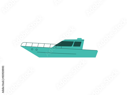 Fishing boat cartoon style isolated on white background
