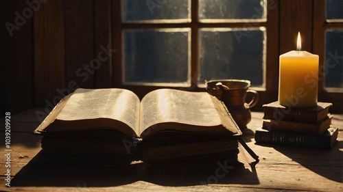 Old book in church. Biblie.  Generative AI