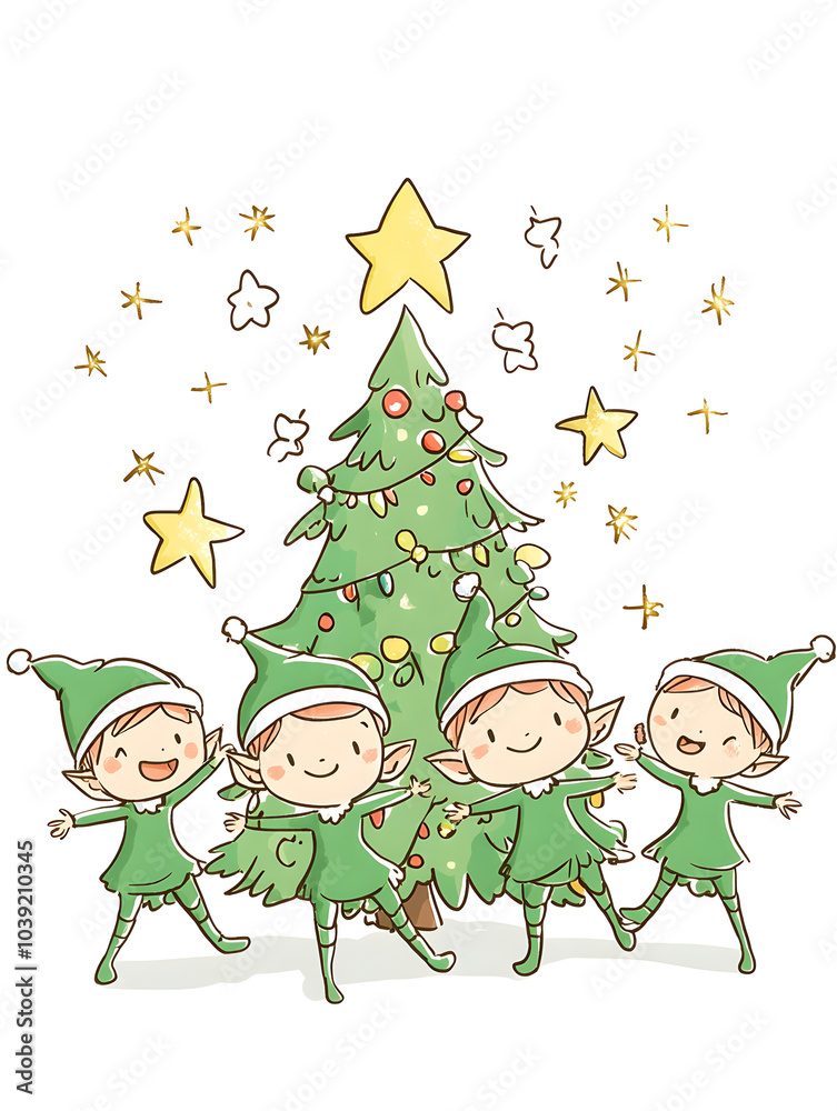 Doodle Christmas and New Year Cards - 2D Hand-drawn Illustrations on White Background Doodle Christmas and New Year Cards - 2D Hand-drawn Illustrations on White Background