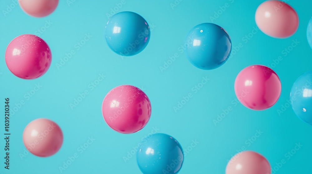 A Playful Display of Colorful Floating Balls in Bright Space A Playful Display of Colorful Floating Balls in Bright Space