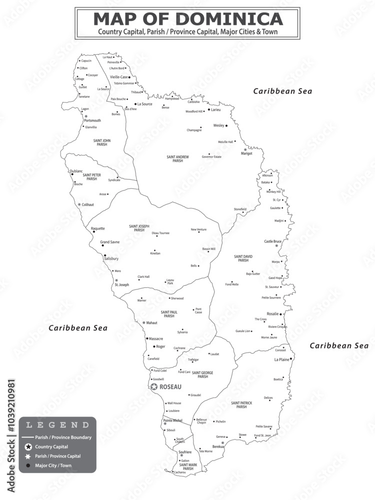 Fototapeta premium American Countries Geography Political map. Political map of country with capital, province or state capital, major cities and town.
