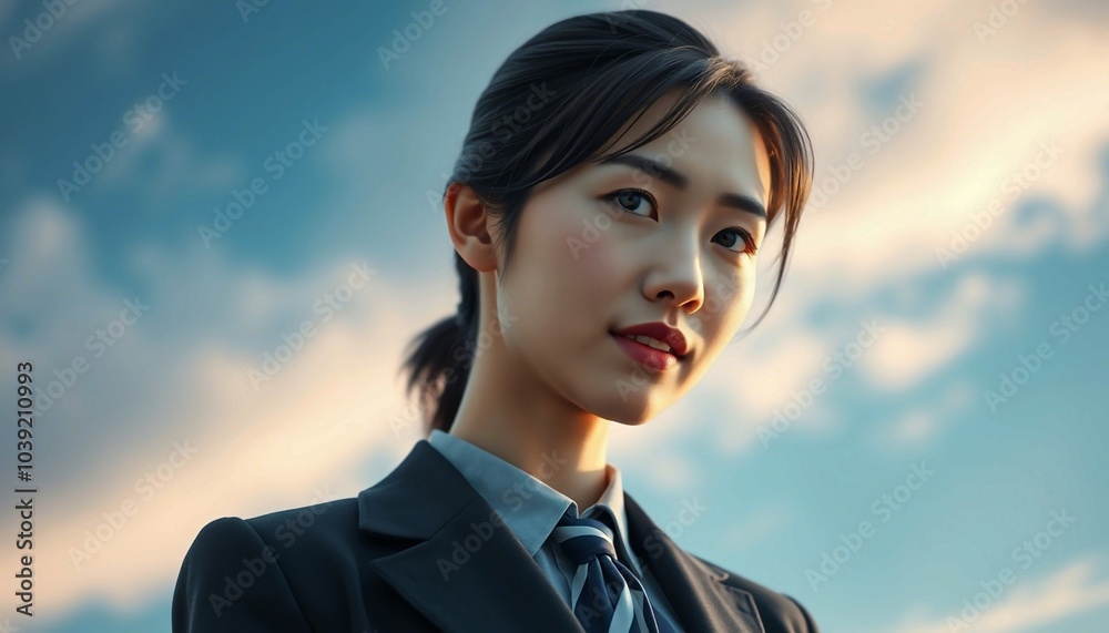 portrait of a woman, Japanese businesswoman, business person with an idea, portrait of a Japanese. woman, banner, background, wallpaper portrait of a woman, Japanese businesswoman, business person with an idea, portrait of a Japanese. woman, banner, background, wallpaper