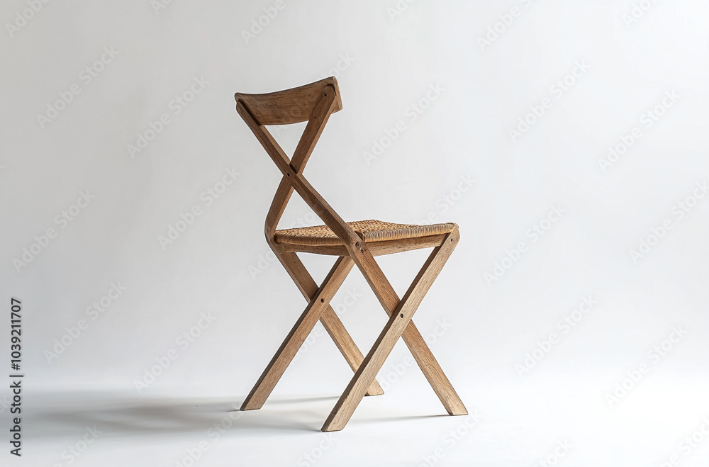 a wooden cross-back chair with a woven seat a wooden cross-back chair with a woven seat