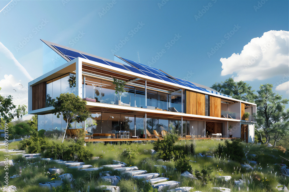 Modern house concept with solar panel version 8 Modern house concept with solar panel version 8