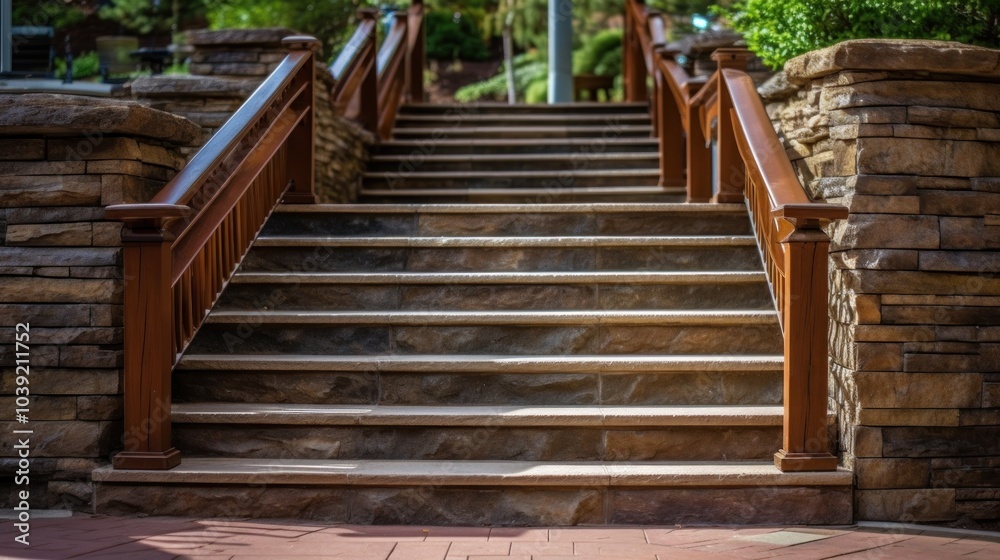 Stone Steps with Wooden Railing