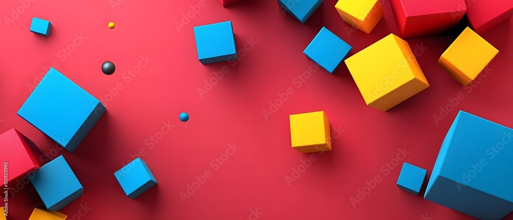 Vibrant 3D Geometric Shapes on Bold Background Vibrant 3D Geometric Shapes on Bold Background