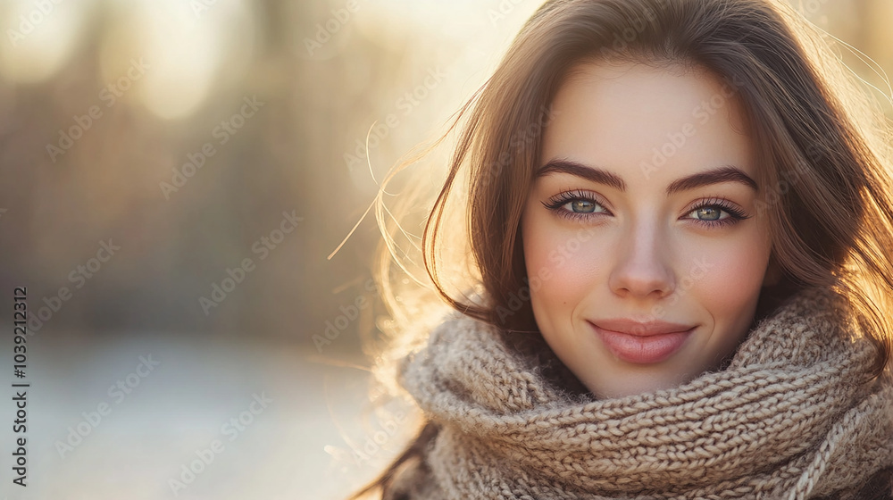 Elegant Woman with Scarf in Casual Winter Style Elegant Woman with Scarf in Casual Winter Style